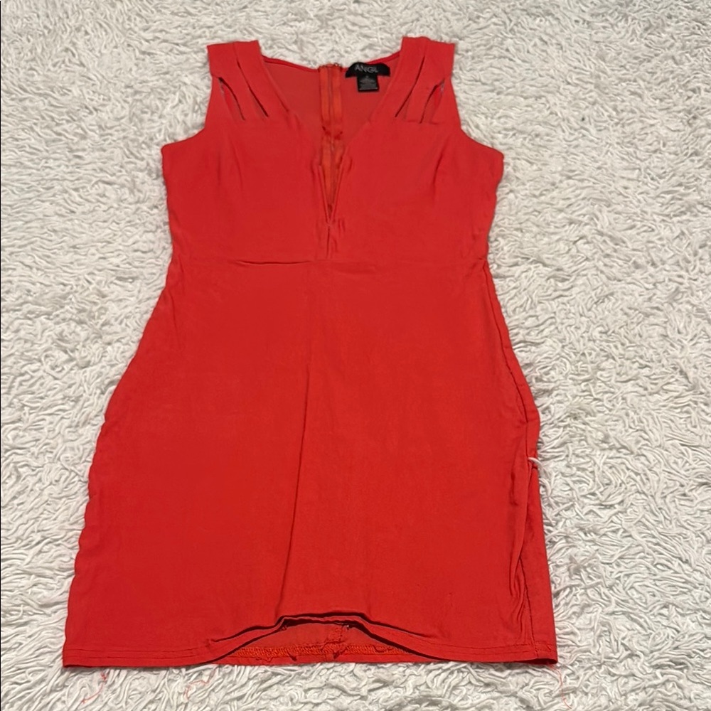 Coral Sleeveless Body Con Mini Dress